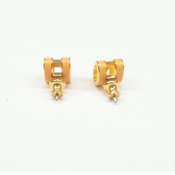 100% Authentic Hermes Pop H Enamel Stud Earrings - Picture 7 of 12